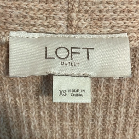 LOFT Women Vest XS Longline Open Front Sweater Tan & Grey Colorblock Preppy - Picture 4 of 10